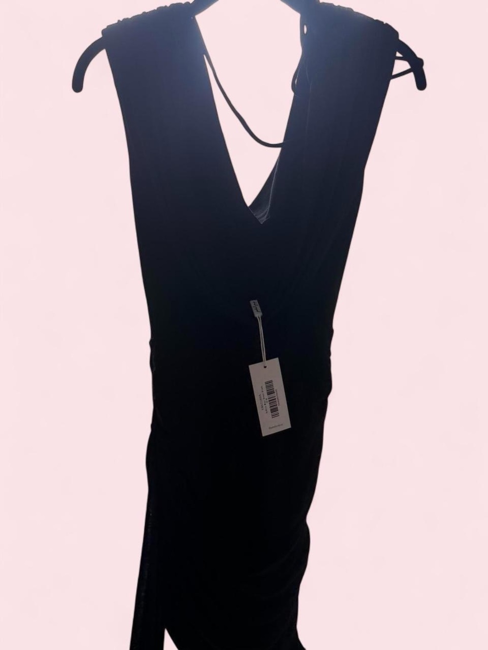 NWT Petal & Pup Ashtin Sleeveless Black Draped Mini Dress with Side Sash